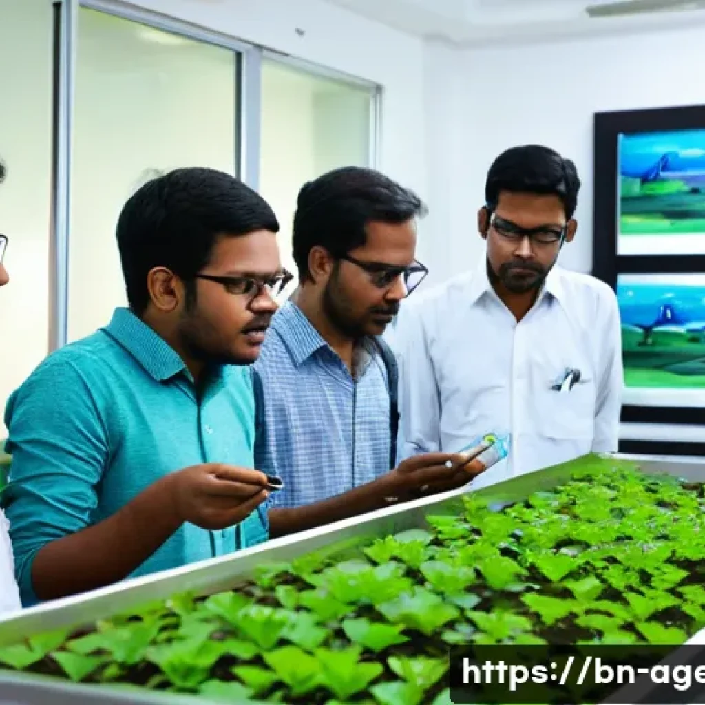 농업환경기술자 교육기관 선택 가이드 - A modern agricultural training institute classroom scene in Bangladesh, featuring a diverse group of...