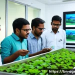 농업환경기술자 교육기관 선택 가이드 - A modern agricultural training institute classroom scene in Bangladesh, featuring a diverse group of...