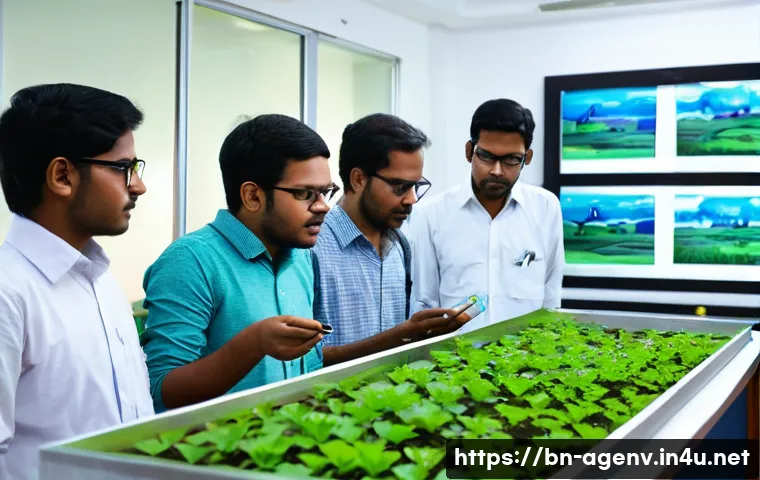 농업환경기술자 교육기관 선택 가이드 - A modern agricultural training institute classroom scene in Bangladesh, featuring a diverse group of...